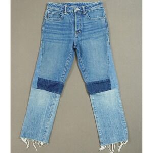 Helmut Lang Jeans Womens 24 Blue Denim Straight Patchwork Billie A Raw Hem